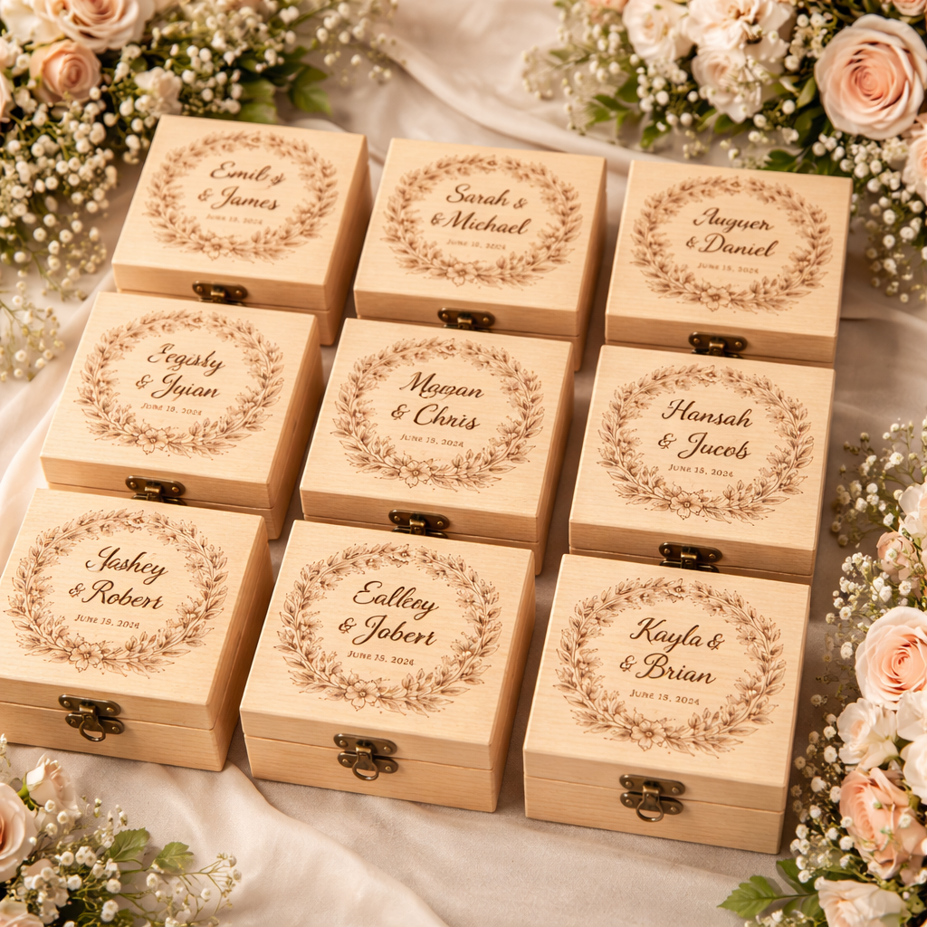 Personalized engraved ring box