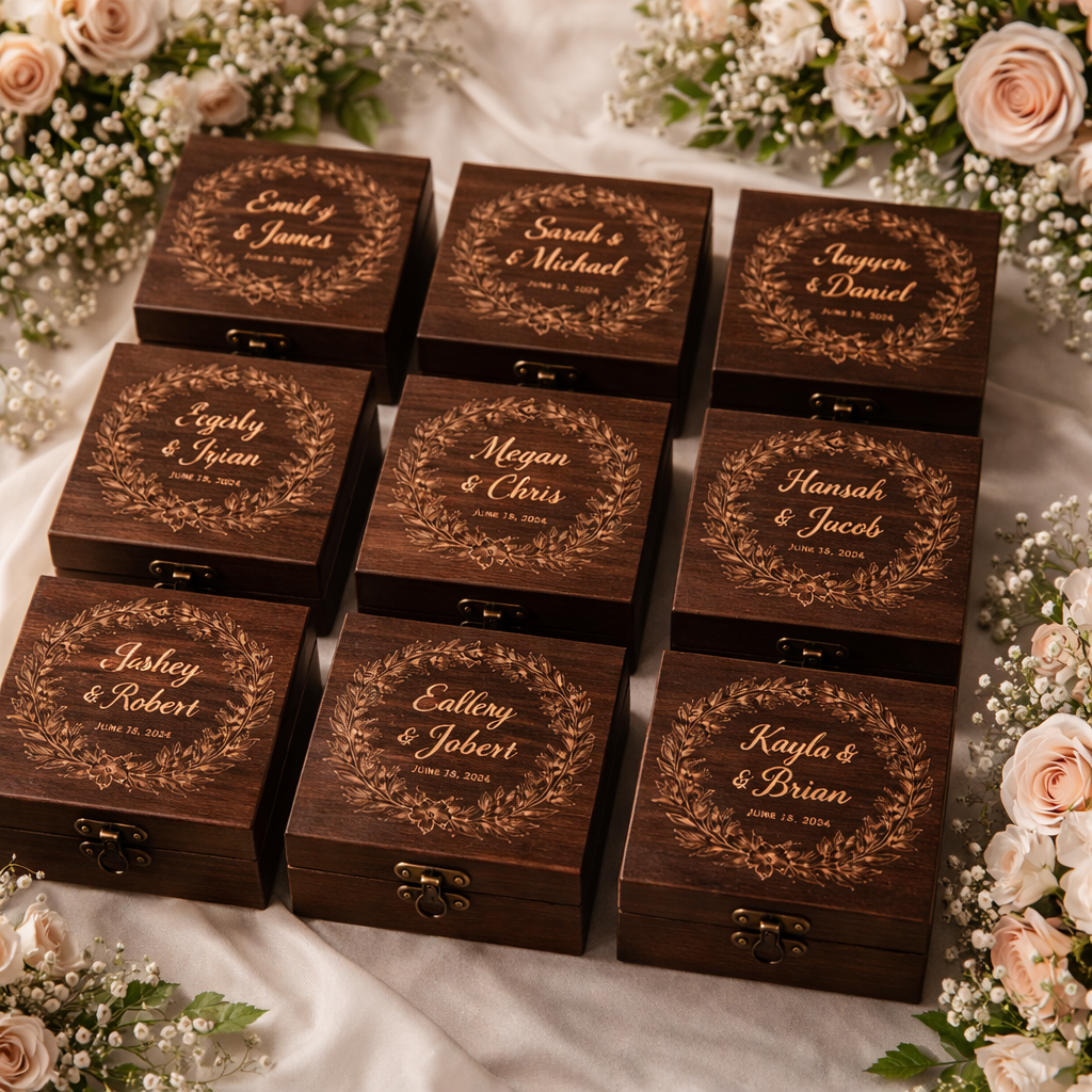 Personalized engraved ring box